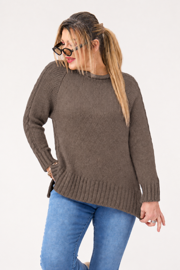 Wełniany sweter damski plus size szary 44-46