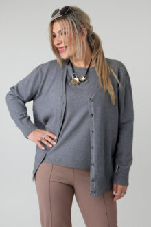 Komplet sweterkowy damski plus size bluzka i rozpinany kardigan – sweter XXL w dużych rozmiarach dla puszystych kobiet 42-48