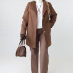 Płaszcz zimowy damski plus size ocieplany elegancki ze stójką camel (4)
