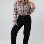 Ocieplane spodnie dresowe damskie plus size z wysokim stanem, gumką, wiązaniem i kieszeniami – ciepłe spodnie XXL dla puszystych 44-50